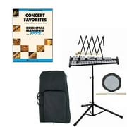 Band Directors Choice Educational Bell Kit Pack Concert Favorites Deluxe w/Carry Bag, Drum Practice Pad & Sticks & Concert Favorites Band Folios Book Vol 2
