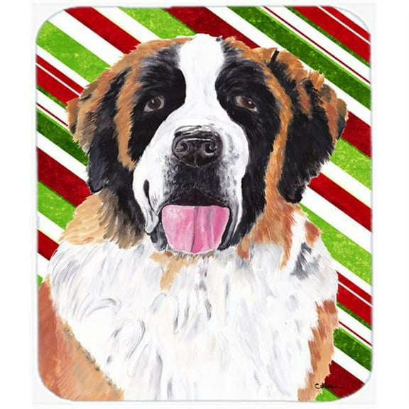 Saint Bernard Candy Cane Holiday Christmas Mouse Pad, Hot Pad or Trivet