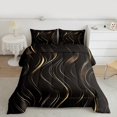 thumbnail image 3 of Feelyou Black Gold Stripes Queen Comforter Set, Modern Abstract Geometric Bedding Sets, Chic Minimalism Reversible Bedding Comforter Set, Luxury Bedroom Decor, 3 Pieces, 3 of 8