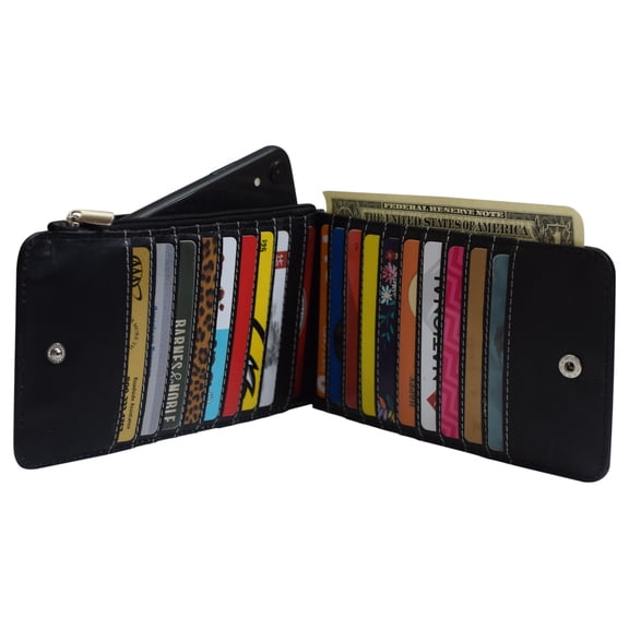 Womens Walllet RFID Blocking Bifold Multi Card Case Wallet with Zipper Pocket