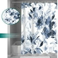 thumbnail image 4 of Small Stall 36"x72" Aqua Blue Botanical Floral Shower Curtain Set with Hooks Watercolor Ink Print Art Bathroom Curtain Modern Abstract Waterproof Bath Curtain Washable for Bathroom Decor, 4 of 6