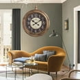 thumbnail image 2 of 18" Silent Wall Clock, Vintage Pocket Watch Design,Non-Ticking Quartz Battery Operated Decorative Clock for Living Room, Home, Office, Walnut Brown, 2 of 12
