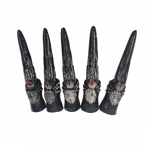 Naiovety 5 uds cubierta de dedo de simulación de Halloween cara de uñas accesorios de disfraz de miedo decoración de fiesta de maquillaje Kits de decoración para fiestas Araña Naiovety HA000181-02B