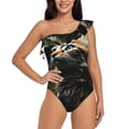 thumbnail image 4 of Daiia Realistic Style Cute Cat Women's One Piece Swimsuits Personalized One Shoulder Swimwear Asymmetric Ruffle Bathing Suits-Large, 4 of 8