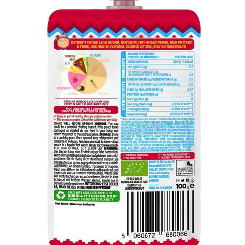 Little Inca Quinoa Porridge Baby Food Pouch 8 months + 100g, British Import (Pack of 3)