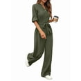 thumbnail image 3 of Womens Jumpsuits Long Sleeve V Neck Dressy Casual Wide Leg Pants Romper 2025 Autumn Outfits  Green L, 3 of 9