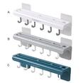 thumbnail image 4 of keepw Wall Mounted Slicer Holder Restaurant Shelf Punchless Kitchen Slicing Tool Organization Rack with Hooks White 1Set, 4 of 6