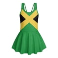 thumbnail image 4 of COEQINE Girls One Piece Swimsuit with Skirt, Scoop Neck & V Back Fashion Swimming Bathing Suit Sleeveless Summer Beach Swimwear for Kids Age 12-13, Jamaican Flag Pattern, 4 of 8