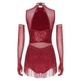 thumbnail image 2 of Aislor Robe de Danse de Salon pour Femmes avec Franges à Sequins et 1 Paire de Gants Bourgogne P, 2 of 7