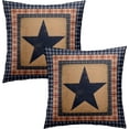 thumbnail image 4 of Vintage Navy Blue Star Throw Pillow Covers 20x20 Inch Navy Blue Red Primitive Outdoor Pillow Cover Set of 2 Rustic Farmhouse Home Decorative Square Double Sided Cushion Cover for Sofa Bedroom Porch, 4 of 8