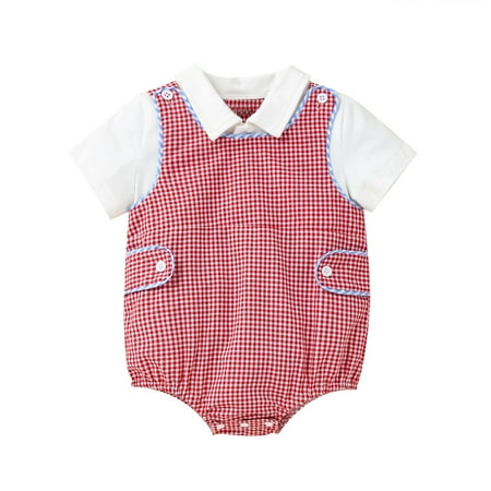 

Newborn Infant Baby Girl Plaid Romper Short Sleeve Jumpsuit One Piece Outfits Baby Girl Summer Clothes