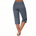 thumbnail image 4 of Olyvenn Women's Wide Leg Yoga Pants Tummy Control Capri Pants Trendy Summer Pants Loose Flowy Athletic Pants for Running Gym Blue M, 4 of 8