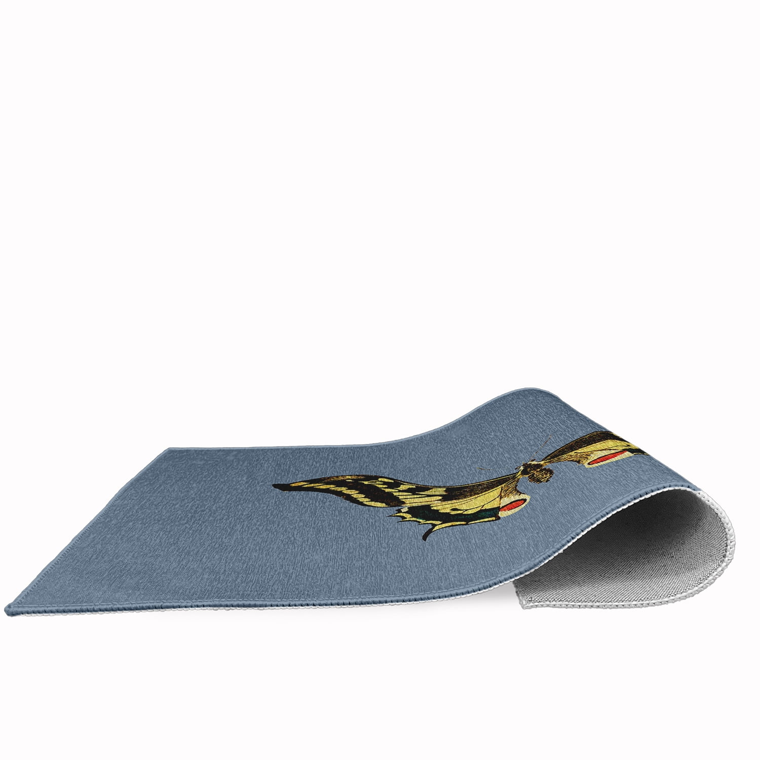 24" 36" Simply Daisy Rare Swallowtail Butterfly Novelty Chenille Area Rug, Dusty Smoke Blue