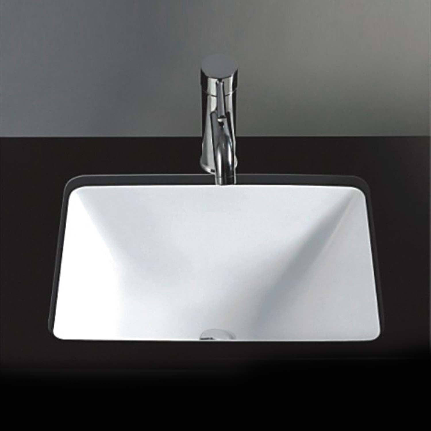 DAX Ceramic Square Single Bowl Undermount Bathroom Basin, White