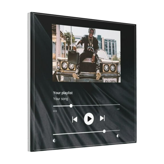 Custom Canvas Prints Dark Black Minimalistic Music Playlist Personalized Photo Image Collage DIY Framed Kit Wall Art Picture Room Decor 18x18 inch