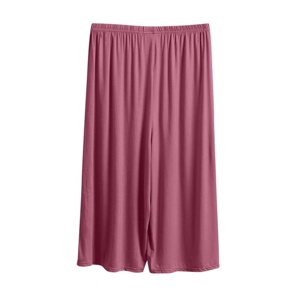 UAMVSH Modal Pajama Capris for Women Slack Palazzo Plus Size Lounge Capri Pants Basic Wide Leg Elastic Waist Summer Sleep Cropped Pants