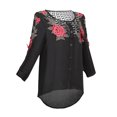 thumbnail image 4 of Camisa ocasional s mujeres del verano de manera blusa floja xl de camisa de Negro Sunnimix Las mujeres ahuecan hacia fuera la camisa floral, 4 of 8