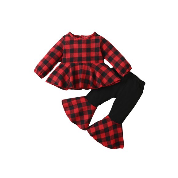 TheFound Ensemble de Noël pour Petites Filles, Hauts à Manches Longues, Pantalons à Pattes d'Éléphant