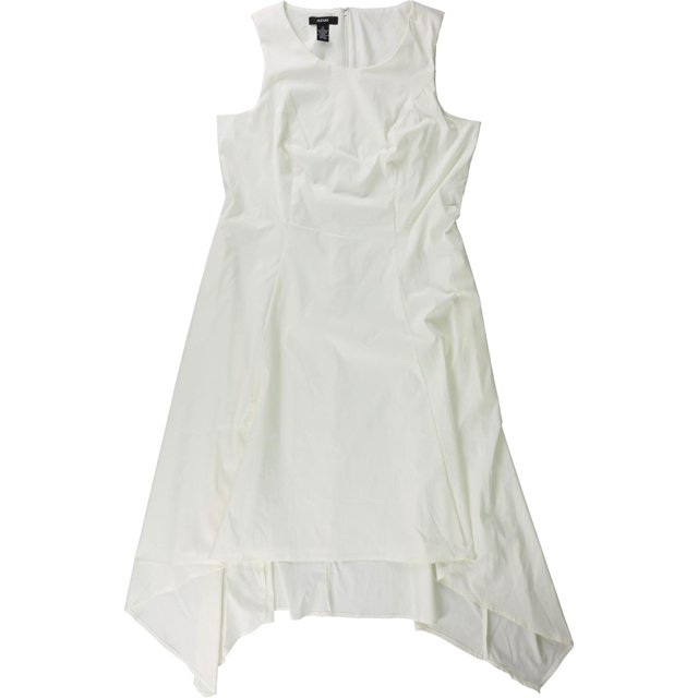 Alfani Vestido asimétrico sólido para mujer, blanco roto, 8