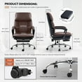 thumbnail image 3 of EMIAH Real Leather Office Chair with Foot Rest, Reclining Ergonomic Executive Office Chair with Arms, High Back Comfy Swivel Computer Desk Chairs with Wheels and Lumbar Support for Home Office, Black, 3 of 16
