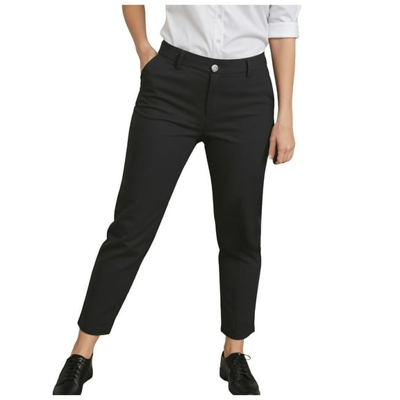 felwors Women's Slim Fit, Straight Leg Stretch Twill Chino Pant Black, XL