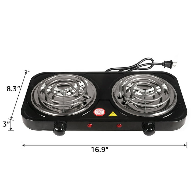 iMounTEK Electric Double Burner 2000W Portable Cooktop Countertop Dual Flat  Burner Hot Plate Kitchen Cooker Stove with 5 Gear Temperature Control for