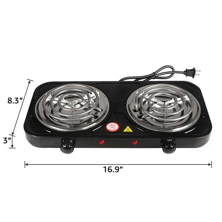 Portable 2000W Electric Double Burner 110V Hot Plate Heating Cooktop  Camping Dorm Stove Cooker with Plug 