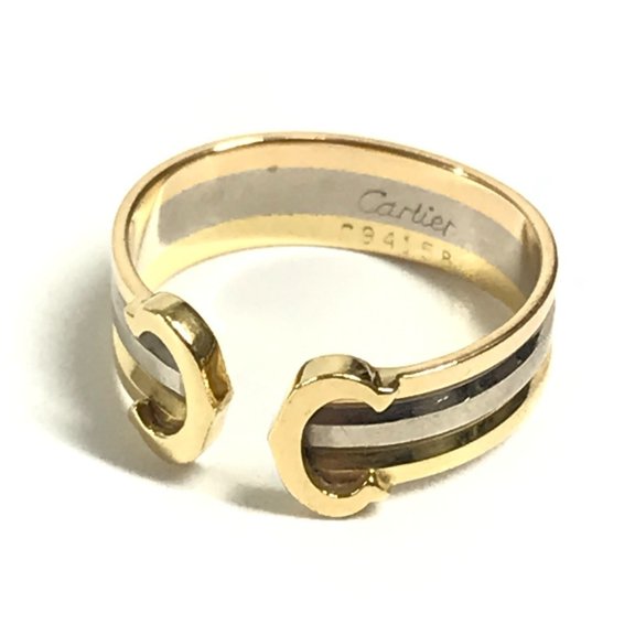 Pre-Owned CARTIER Cartier 2C Ring Accessory Jewelry Gold 18K Au750 Women's x Pink Silver