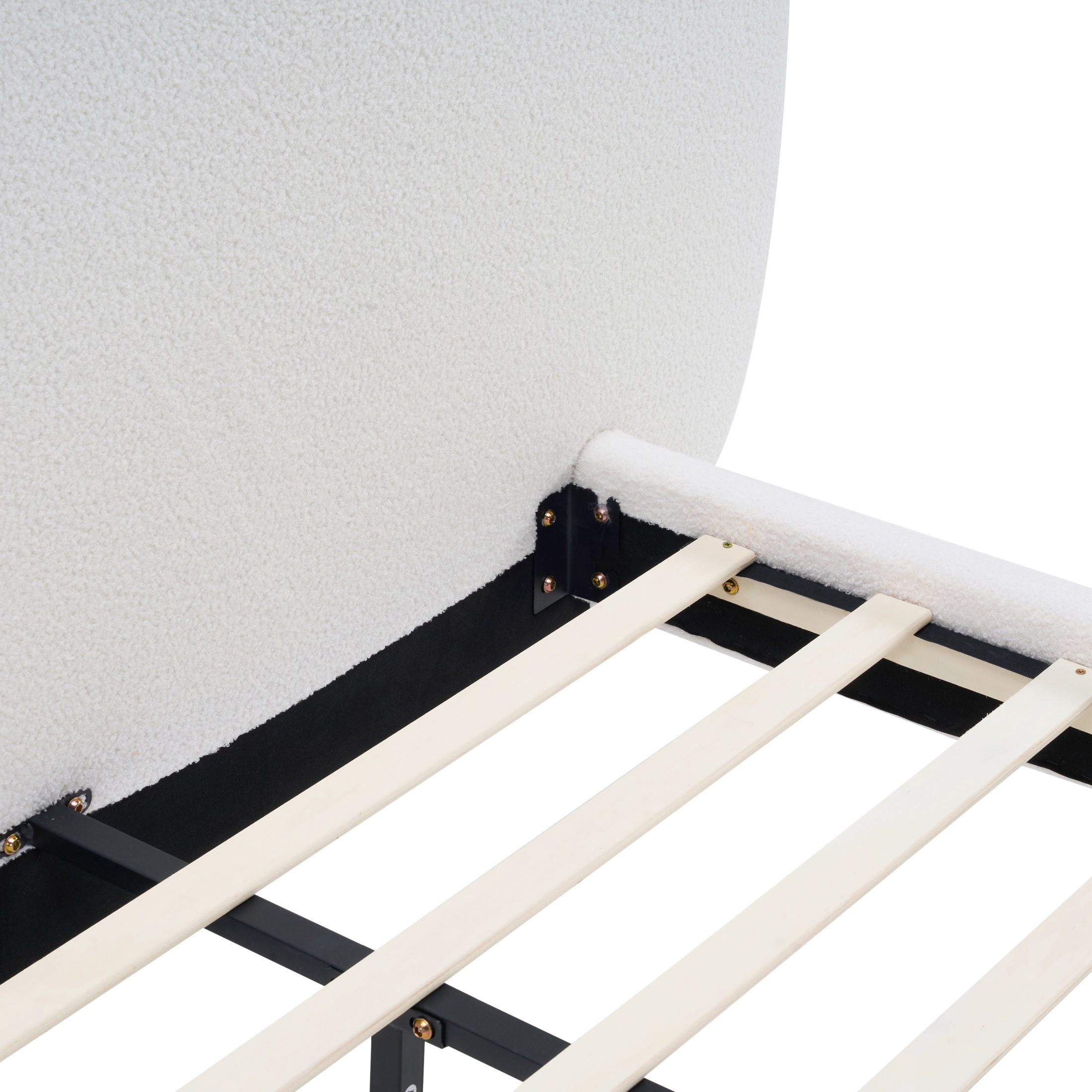 Christopher Knight Home Modern Teddy Fleece Platform Bed Frame with Split Headboard, King, White