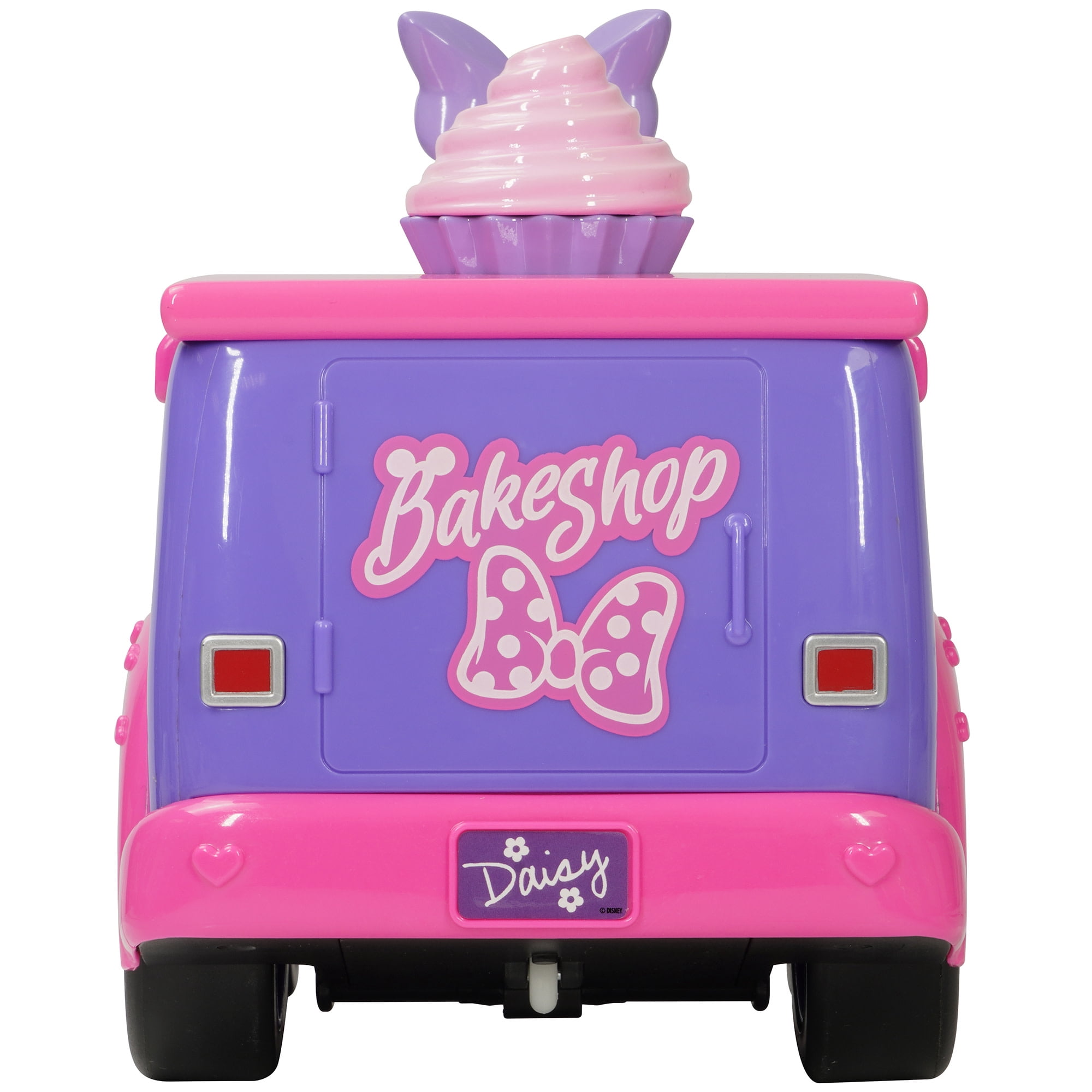 Disney Junior: 9" R/C Daisy Duck Bakeshop Cruiser – Pink & Purple Light-Up Toy Dessert Vehicle, Spins & Wheelies, EZ Pushbutton Remote Control, Kid 3+
