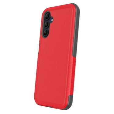 onn Slim Rugged Phone Case for Samsung Galaxy A15 5G, Red/Gray