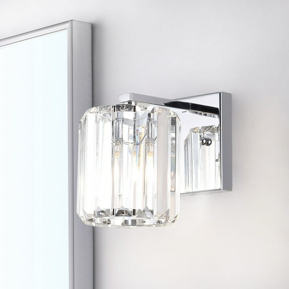 JONATHAN Y Coco Prism Vintage 4.75" 1-Light Metal/Glass Classic Glam LED Vanity Light, Chrome