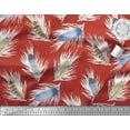thumbnail image 2 of Soimoi Red polyester Crepe Fabric Print Feather Decor Fabric Printed Yard 52 Inch Wide, 2 of 3