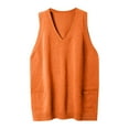 thumbnail image 5 of HNMKIU Women's V Neck Pullover Knitwear Sleeveless Sweater Vest Casual Loose Solid Color Retro Sweater Vest for Plus Size a-Orange,XXXXL, 5 of 5