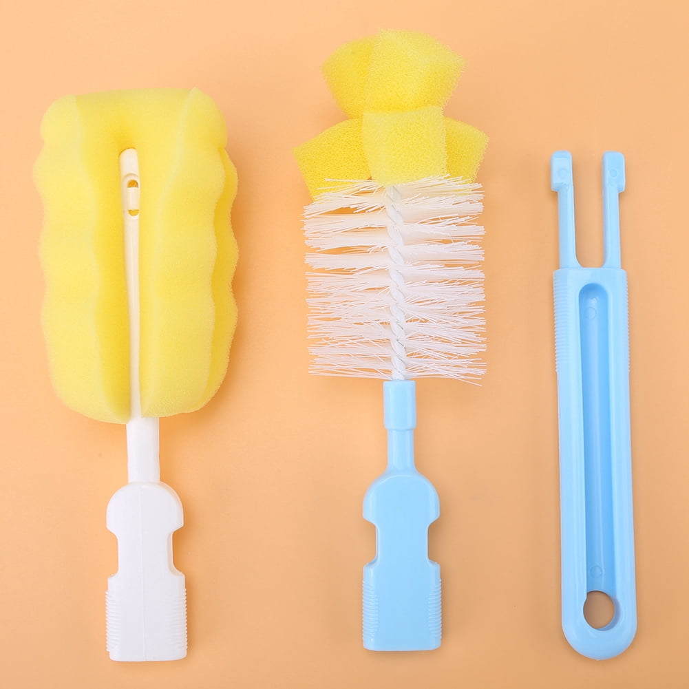 Suodoka 6-Piece Baby Bottle and Nipple Brush Cleaning Kit, Flexible Rotating Sponge Head, Blue