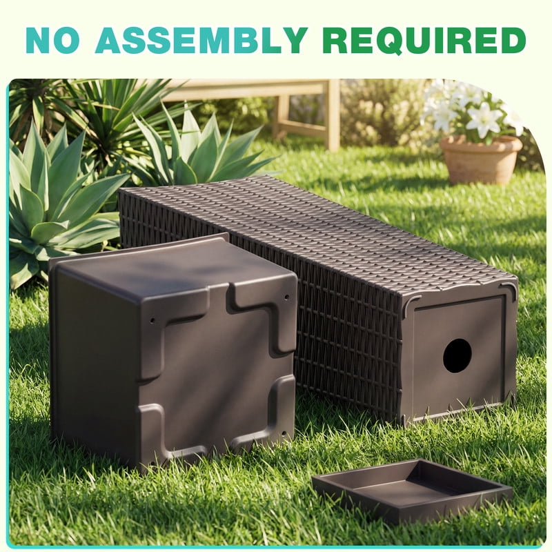 Devoko 24" Tall Planters for Outdoor Plants Set of 2, Woven-Textured Outdoor Plant Pots with Trays for Patio, Front Porch