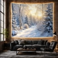 thumbnail image 6 of Snowy Forest Path with Birch Trees and Golden Sunlight Serene Rustic for Nature Lovers, Winter Forest Wall Art Christmas Gift, Tapestry Wall Hanging for Living Room and Bedroom, 6 of 7