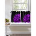 thumbnail image 5 of Purple Rose Kitchen Curtains Tier 36 Inch Length, Abstract Spring Flowers Vintage Black Rod Pocket Light Filtering Window Curtains Living Room Bedroom Curtain Drapes Cafe Curtain 27.5''x36''x2, 5 of 6
