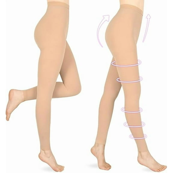 MecTo 2 Pairs Beige 4XL Size 20-30 mmHg Compression Pantyhose Medical Footless Compression Stockings for Women,Pregnant, Teacher, Doctor