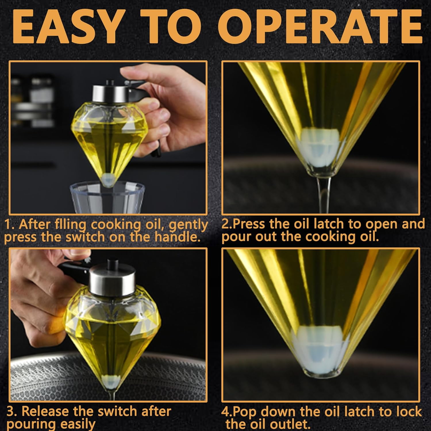 Glass Honey Dispenser: 200ML No Drip Honey Dispenser with Stand, Maple Syrup Dispenser, Honey Jar Container Holder Dispenser, Honey Squeeze Bottle Honey Pot for Coffee or Tea