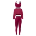 thumbnail image 4 of Xdegoge 3 Piece Sets for Women Long Sleeve Off Shoulder Top ,Sports Bra and High Waisted Tummy Control Leggings Outfits Athletic Yoga Gym Tracksuits, 4 of 7