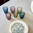 thumbnail image 6 of STP GOODS Mix Vintage Embossed Glasses Set of 6 pcs 8.1 fl oz (240 ml) Glass Drinking Glasses Glass Tumbler Set of 6 Vintage Water Glasses Glassware for Water Cocktail, Blue Green Burgundy, 6 of 8