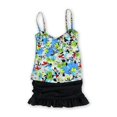 thumbnail image 1 of Island Escape Tahiti Ruffled Skirtini Bandeau de 2 piezas para mujer, Azul, 8, 1 of 2