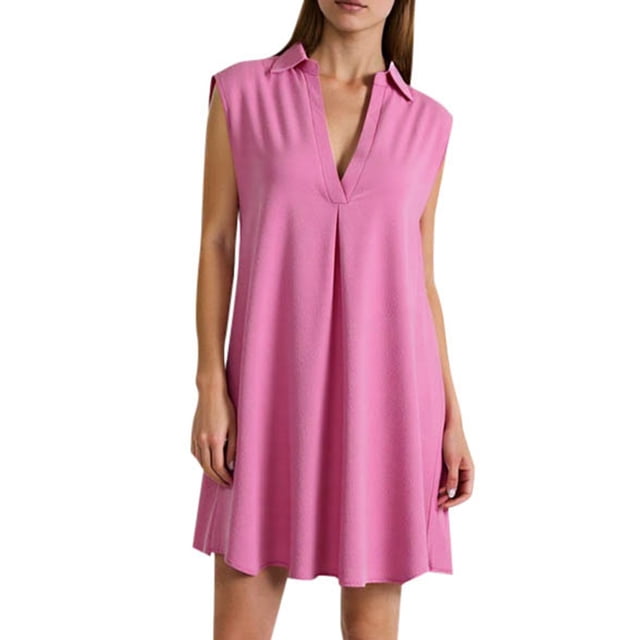 JFHHQ Robe Ample Femme Col en V Sans Manches Maillot de Bain Robe de Plage Décontractée Été Bikini Vêtement Extérieur m Rose Vif