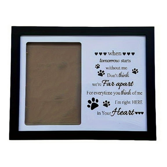WE-POLUJ Pet Memorial Pictures Frame for Loss of Dog Cats 10x8Inch Desktop Wood Photo Frame with Photo Holder Sympathy Gift