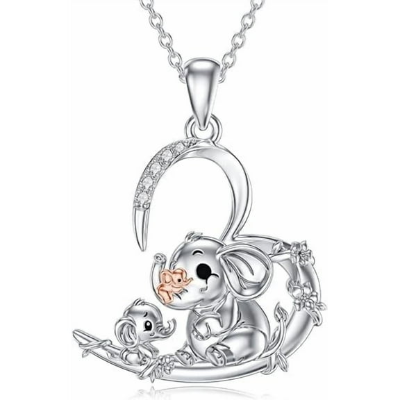 CACA LADY Elephant Necklace for Women 925 Sterling Silver Heart Elephant Pendant Necklace