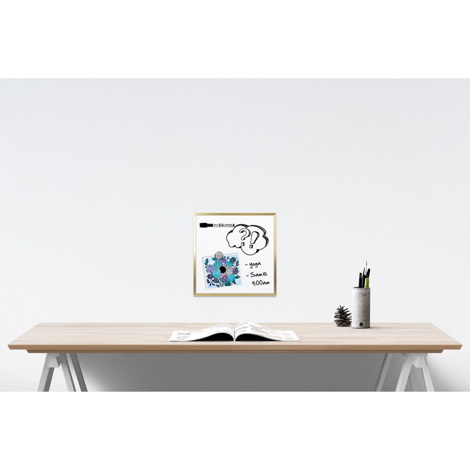 Tableau effaçable à sec avec cadre doré 12x12