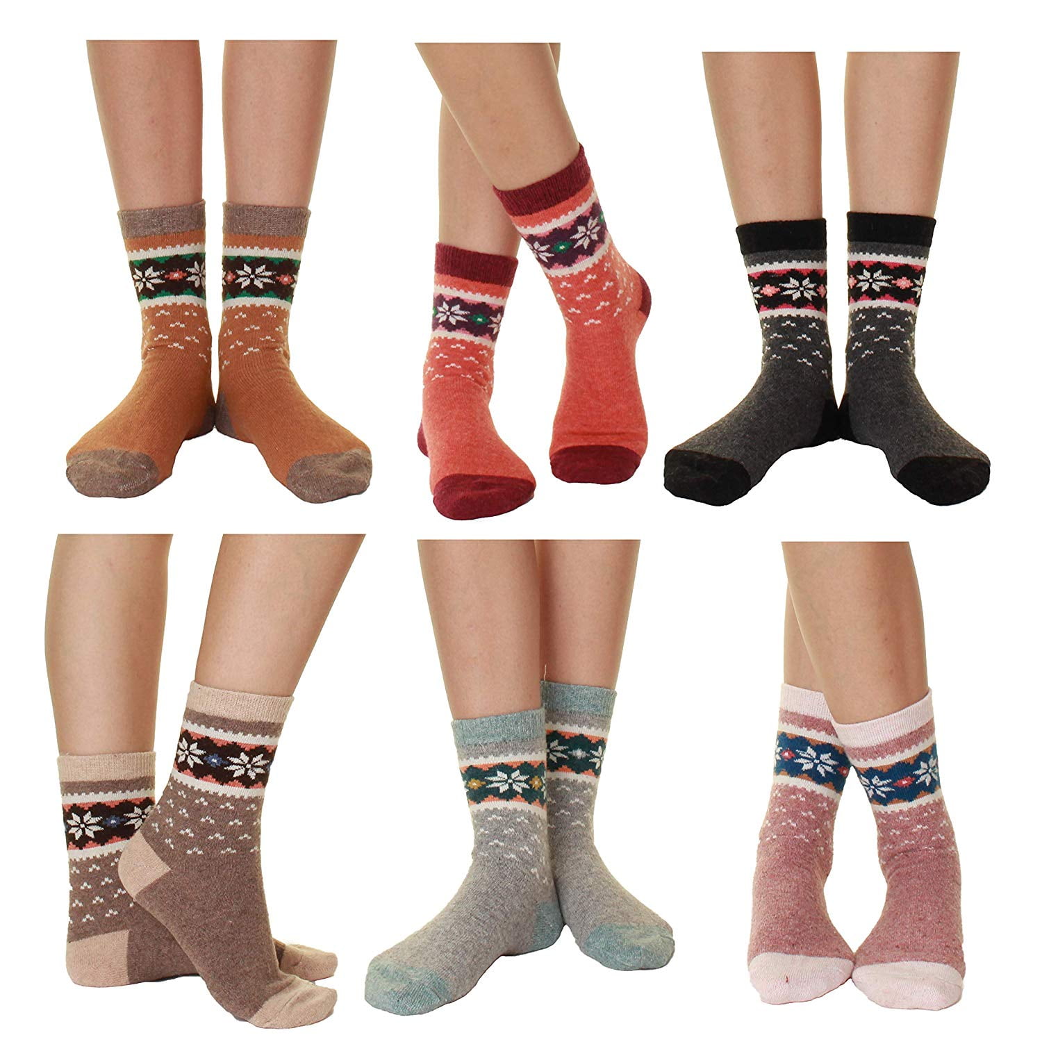 Women's Pattern Crew Wool Thick Warm Soft Comfortable Winter Socks 6