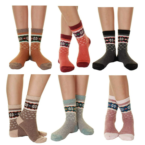 Gilbin S Women S Pattern Crew Wool Thick Warm Soft Comfortable Winter Socks 6 Pairs Walmart