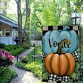 thumbnail image 4 of PHYHOO  Fall Garden Flag Double Sided Burlap for Outside Pumpkin Buffalo Plaid Welcome Small Seasonal Yard Autumn Decoration (Blue Pumpkin) White, 4 of 6